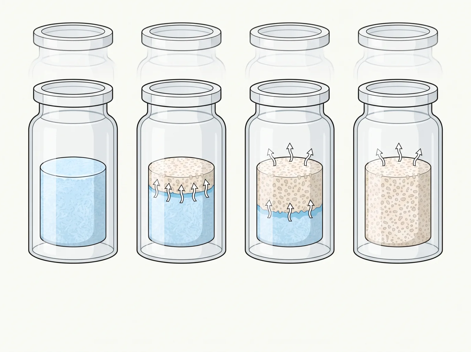 Ilustração de frascos durante o congelamento